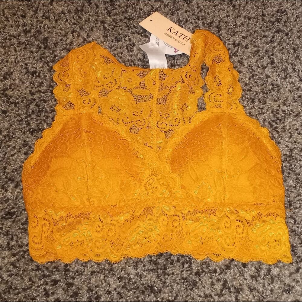Kathy Lace Bralette Mustard Size S/M NWT